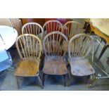 A set of six 1930's elm and beech Windsor chairs
