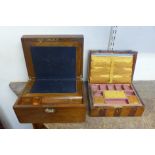 A Victorian walnut writing slope and a lady's sewing box