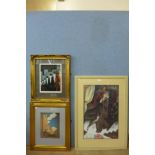 Three Art Deco style prints, framed