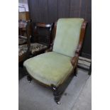 A Victorian mahogany and upholstered lady's chair