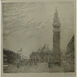 An indistinctly signed aquatint, St. Marks Square, Venice, no. 3/43, 21 x 21cm, framed