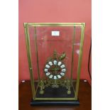 A gilt metal fusee skeleton clock