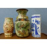 Two oriental vases and one other