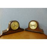 An Art Deco oak mantel clock and one other