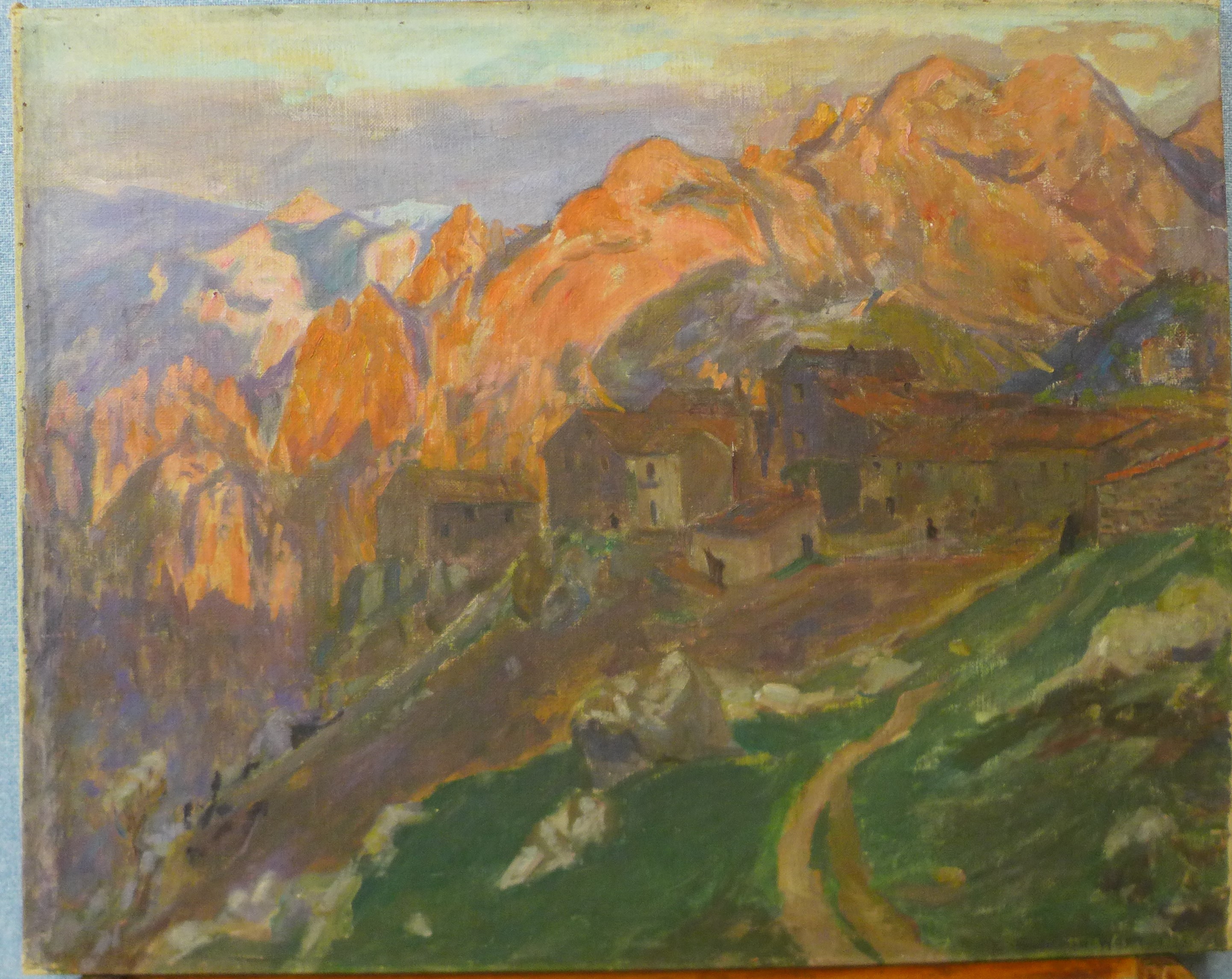 Elizabeth Baldwin Warn (1866-1943), Italian mountain village, oil on canvas, dated 1923, 61 x