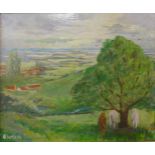 Gerald Hollis, South Downs, oil on canvas, dated 1938, 37 x 45cms, framed