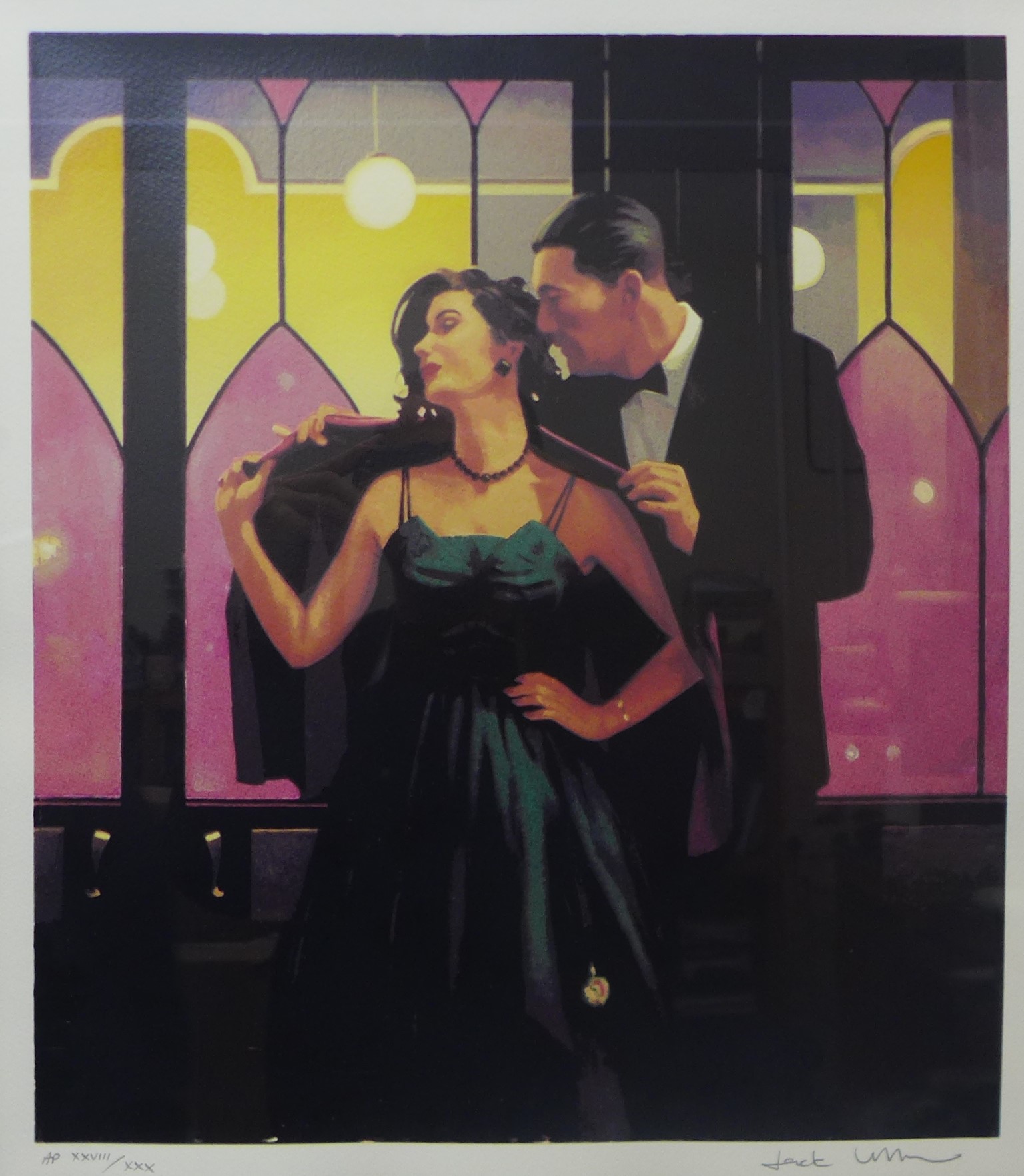 A signed Jack Vettriano limited edition artist proof print, 50 x 44cms, framed