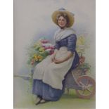 H. Travers, portrait of a flower seller girl, watercolour, dated 1897, 48 x 36cms, framed