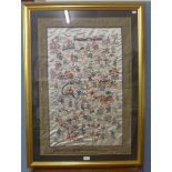 A large Chinese silk embroidery, framed