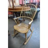 An elm and beech Windsor rocking chair