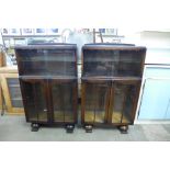 A pair of oak bookcases