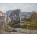 English School, Derbyshire river landscape, oil on canvas, unsigned, 30 x 35cms, framed