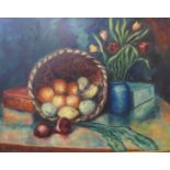 Continental School, still life of fruit and flowers, oil on canvas, indistinctly signed and dated '