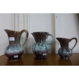 Three West German glazed porcelain jugs