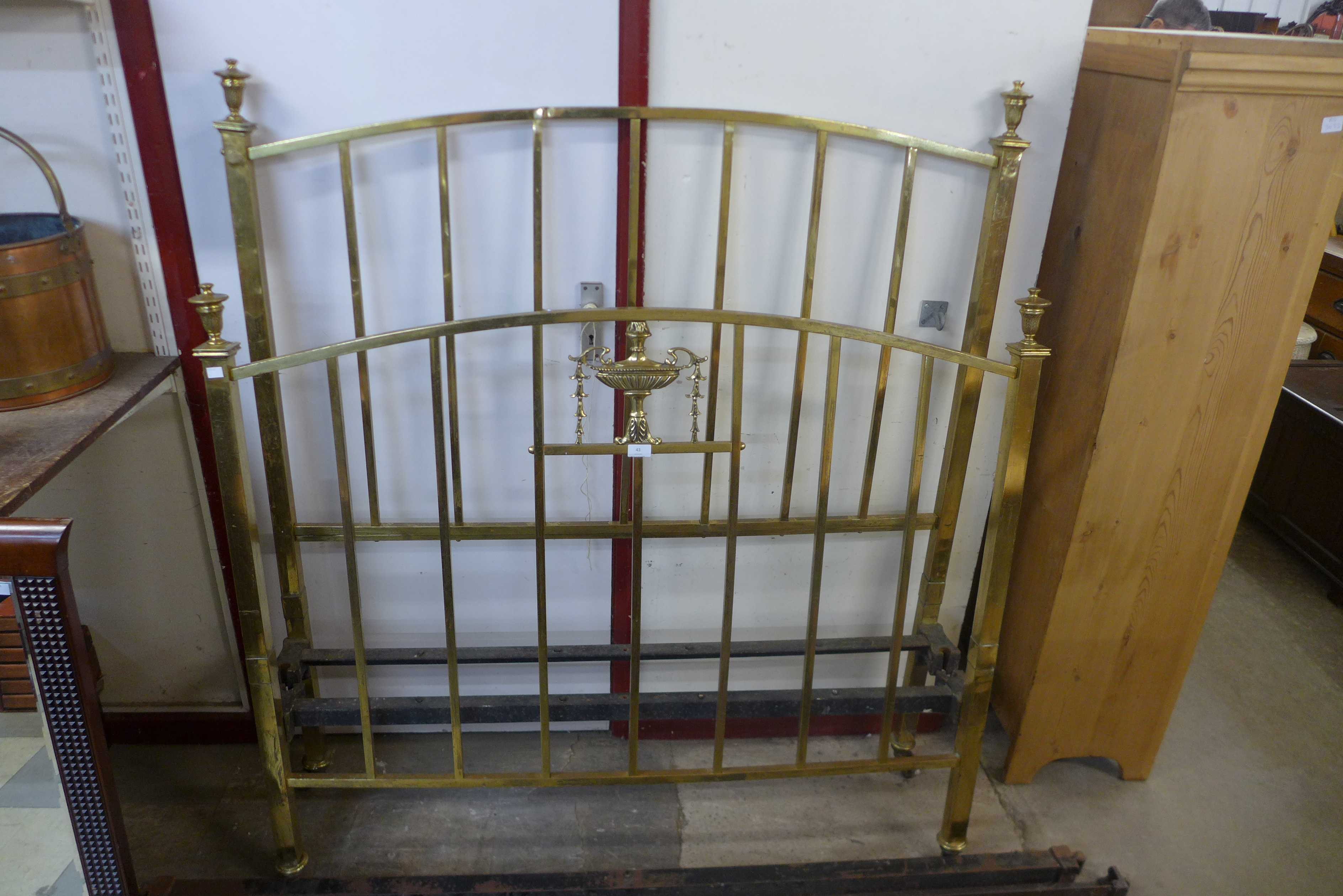 An Edward VII Neo-Classical style brass double bed