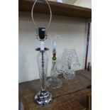 Three vintage glass table lamps
