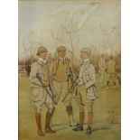 English School, The Shooting Party, watercolour, indistinctly signed and dated 1900, 34 x 25cm,