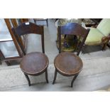 A pair of beech bentwood chairs