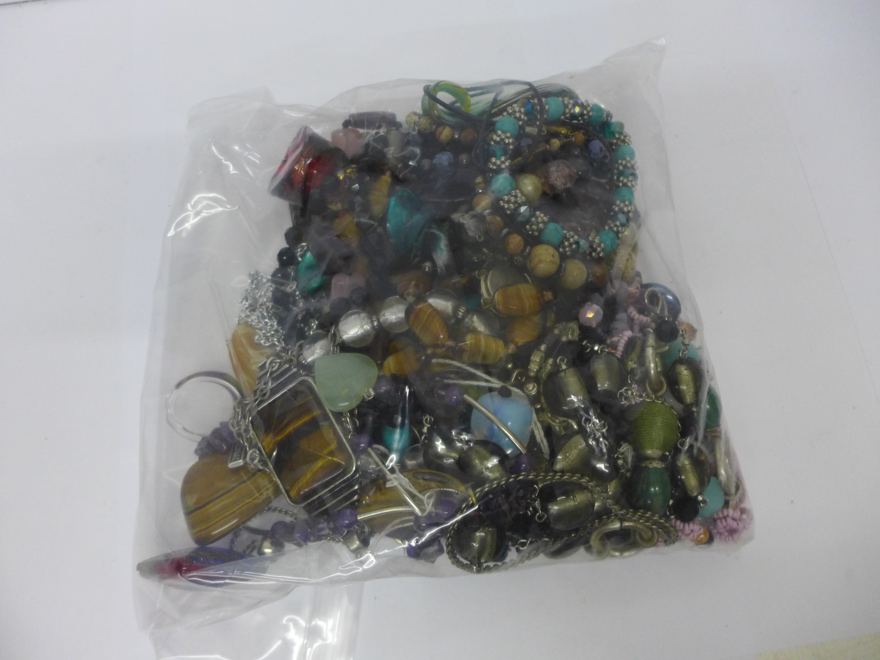 Gemstone and glass bead jewellery including amethyst, tigers eye, etc.