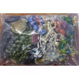 Vintage jewellery and black beads for re-threading