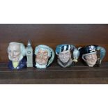 Four Royal Doulton medium character jugs