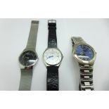 Three gentleman's wristwatches; Sekonda, Skagen and Rotary