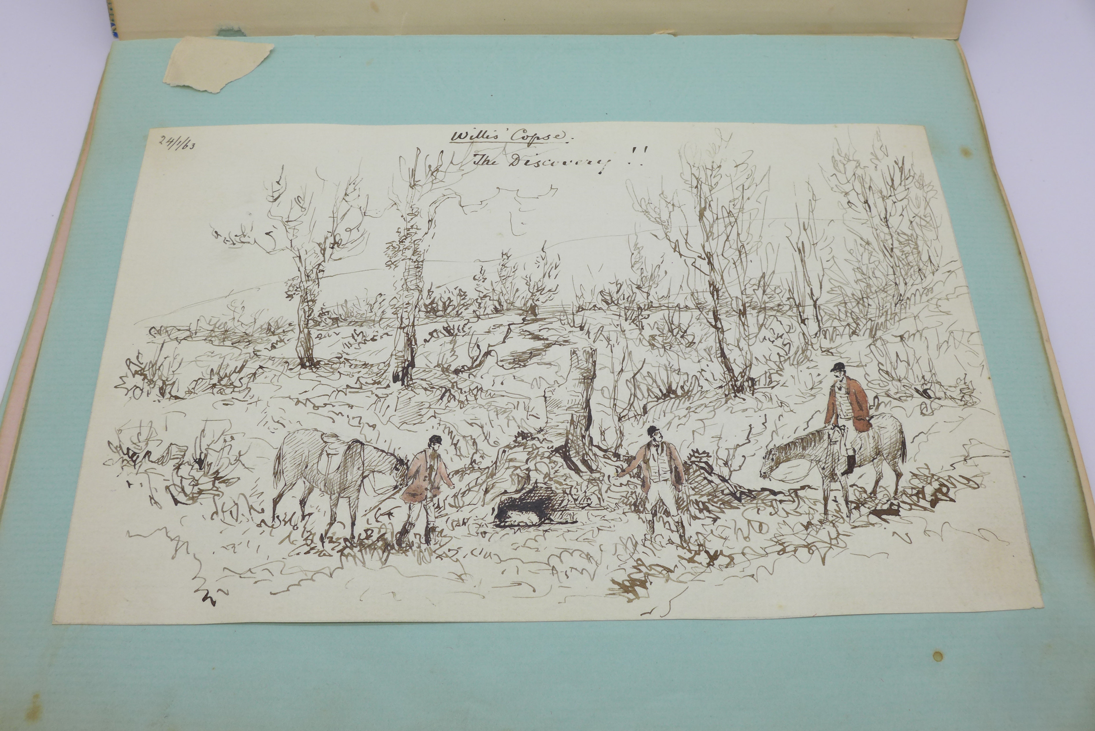 A 19th Century album of sketches by John Penrice Bell, 1862-70, with numerous pen and ink drawings - Image 2 of 4