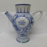 A Delft Albarello wet drug jar, marked 'Sirup Tamarin=Dorum', mark to the base, 26cm