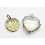 Two lockets including one with enamel