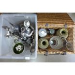 A box of silver plated items and pewter and brass**PLEASE NOTE THIS LOT IS NOT ELIGIBLE FOR