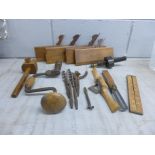 A box of woodworking tools**PLEASE NOTE THIS LOT IS NOT ELIGIBLE FOR POSTING AND PACKING**