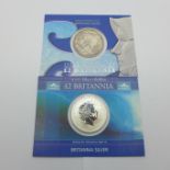 A 2002 and 2003 one ounce fine silver Britannia £2 coins, Royal Mint