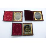 Three daguerreotypes, cased