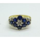 An 18ct gold, sapphire and diamond ring, 4g, N