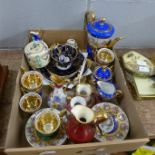 A collection of decorative china including Carlsbad cups and saucers, Limoges, etc.