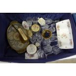 Three boxes of decorative glass and china and two cased sets of lead crystal glasses; six Bohemia