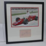 Motor racing autograph - Graham Hill, framed display