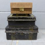 Two cash boxes and a metamorphic jewellery box