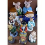 A collection of Wade figures including two Nat West pig money banks, Tetley figures, Collectors Club