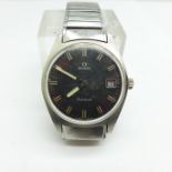 An Omega date wristwatch with black dial