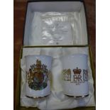 A Mulberry Hall Limited The Queen's Silver Jubilee Beaker set, number 395 and 396 of 2500, boxed