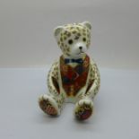 A Royal Crown Derby Teddy bear paperweight with box, 12cm