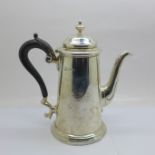 A silver chocolate pot, Sheffield 1912, handle loose, 309g