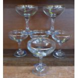 Six Babycham glasses