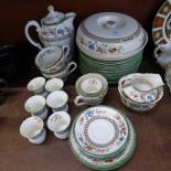 Copeland Spode Chinese Rose teawares, cups, saucers, side plates and seven egg cups and saucers