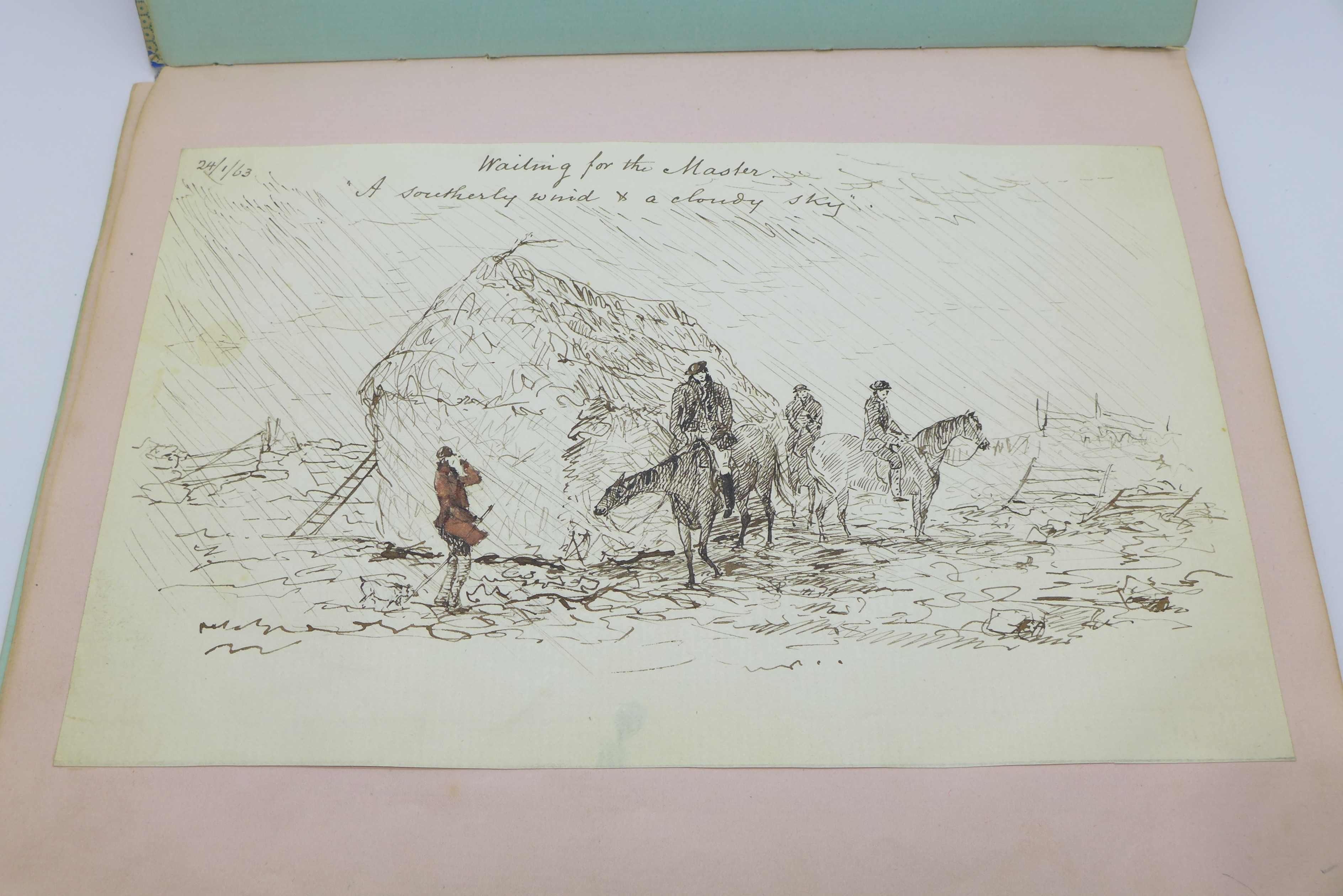 A 19th Century album of sketches by John Penrice Bell, 1862-70, with numerous pen and ink drawings - Image 3 of 4