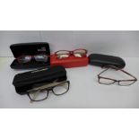 Four pairs of spectacles including one Moschino and one Gant