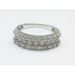 A 14ct white gold, twenty-nine stone diamond ring, approximately 1.2carat diamond weight, 3.5g, S