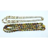Two Murano necklaces, (one two strand, one three strand)