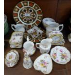 Royal Crown Derby, Royal Antoinette, 1128 and Derby Posies pin trays, clock and jugs